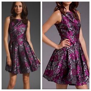 BB Dakota Clarissa Purple Floral Print Jacquard Sleeveless Dress Sz 6